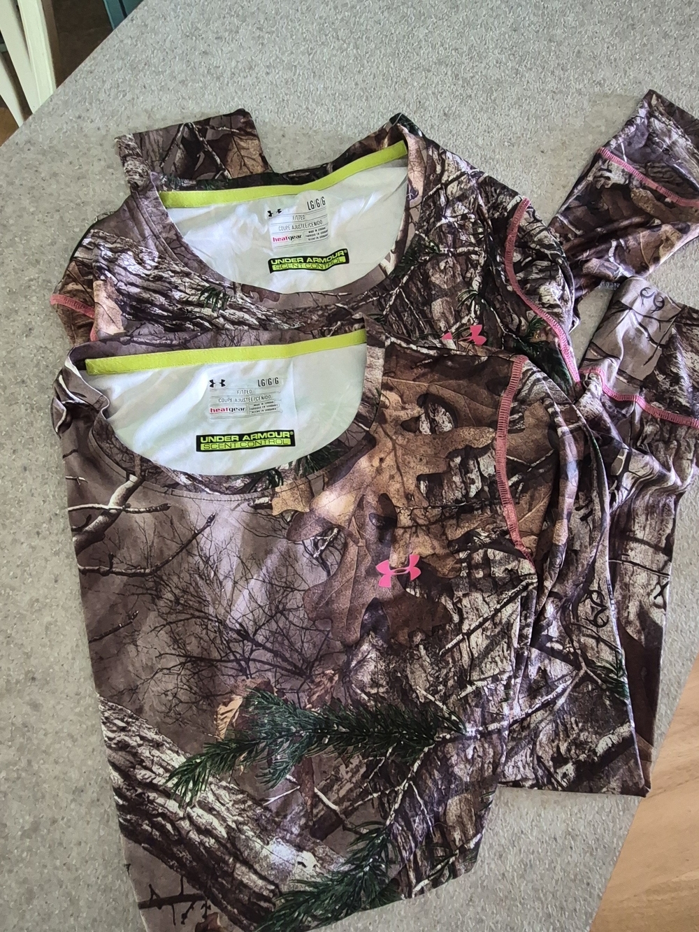 Under Armour Brown Camo Long Sleeve Top with Pink Logo